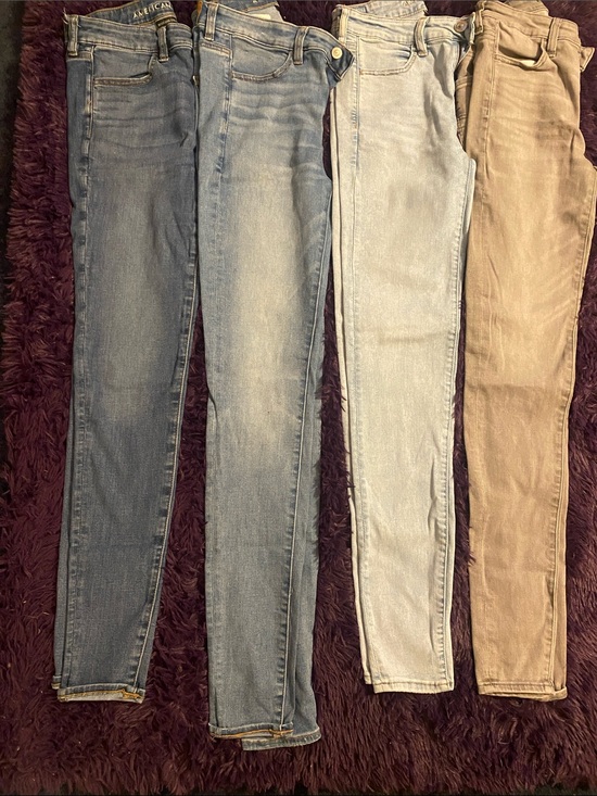 American Eagle Outfitters Denim - Four Slim Fit Jeans Bundle - Blue, Light Blue, Light Wash, Grey
